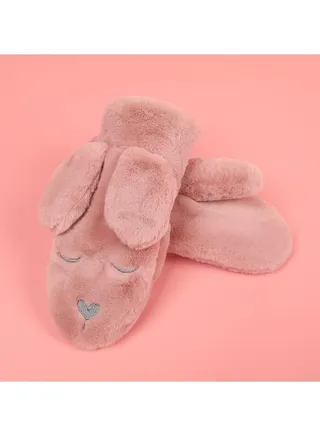 Women's Warm Plush Windproof And Cold Proof Lovely Gloves 
