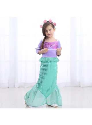 Stylish Mermaid Maxi Dress Purple/Green 