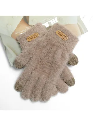 Women's Plush Thermal Knit Touchscreen Thick Gloves 