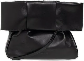 Jil Sander Bow Ruched Foldover Top Shoulder Bag
