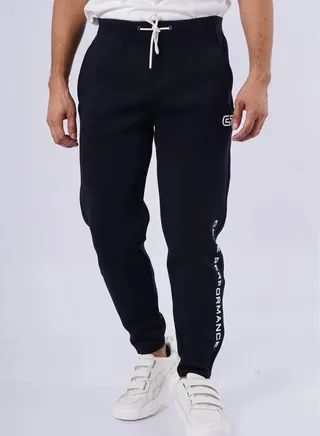 Men’s Textured Lace Secured Jogger Pants in Ocean Black 