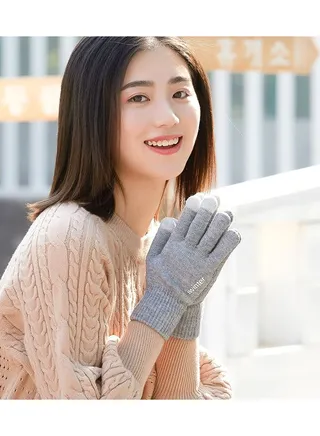 Women's Warm Winter Plush Thick Windproof Cartoon Cute Student Wool Gloves 