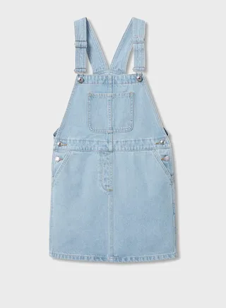 Kids Light Wash Pinafore Denim Dress 