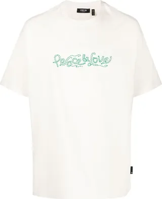 embroidered-slogan short-sleeve T-shirt