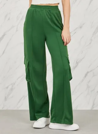 High Rise Cargo Open Hem Joggers 