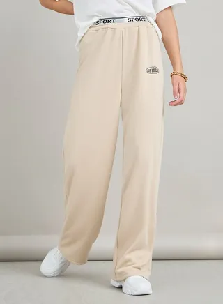 Straight Leg Jogger with Printed Waistband 