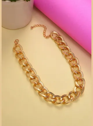Gold Plated Necklace with Chain Detail