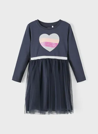 Kids Glitter Heart Midi Dress 