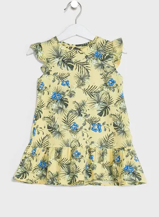 Kids Leaf Print Dress 