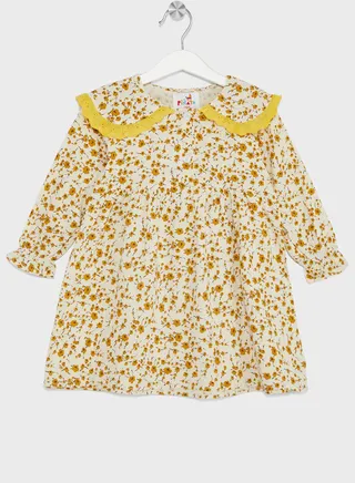 Girls Floral Printed Long Sleeve Dress 