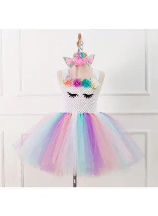 2-Piece Mesh Detail Bubble Floral Dress And Hair Accessory Set Multicolour 