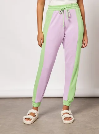 Colourblock Sweatpants Green/Pink 