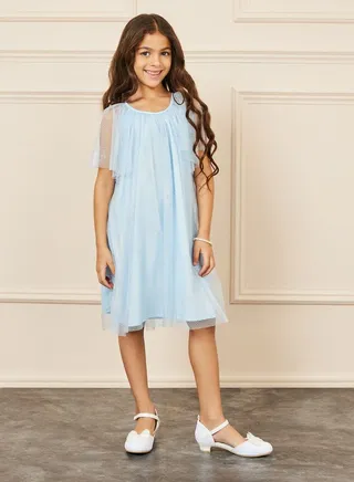 Embellished Mesh Layer Tunic Dress 