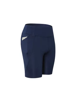 Stretchable High Waist Yoga Short Pants Dark Blue 