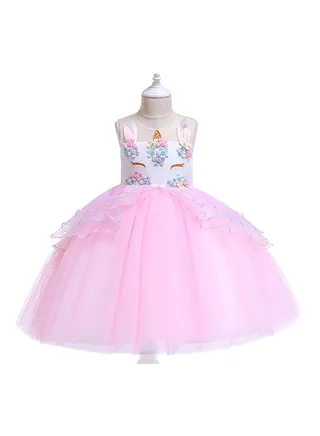 Unicorn Floral Mesh Dress Pink 