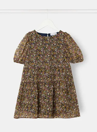 Girls Floral Puff Sleeve Dress 