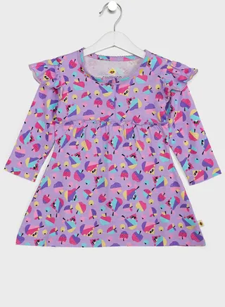 Kids Fruits Print Ruffle Dress 