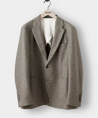 Italian Flannel Madison Suit Jacket in Heather Grey