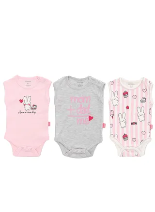 Bundle Of Three Sleeves Snap Closure Bodysuit 
