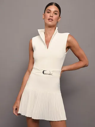 Pleated Tennis Dress - Ivory