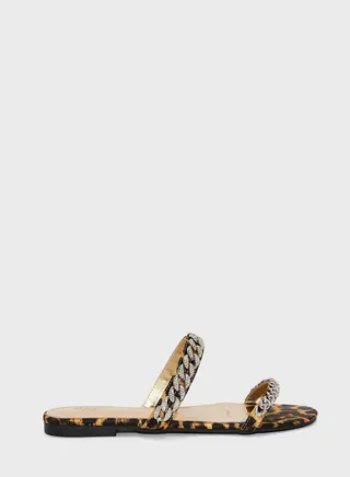 Chunky Chain Double Strap Sandals