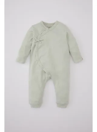 Babygirl New Born Regular Fit Wrap Neck Long Sleeve Knitted Overalls 