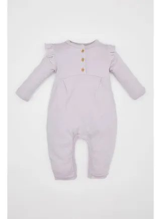 Babygirl New Born Regular Fit Button Neck Knitted Overalls 