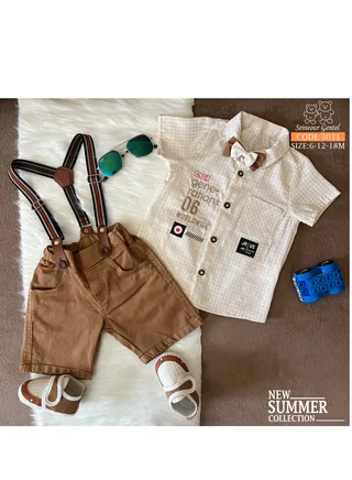 Overall outfit Baby with shoes, excellent material, Brown colour from seineour gentel 