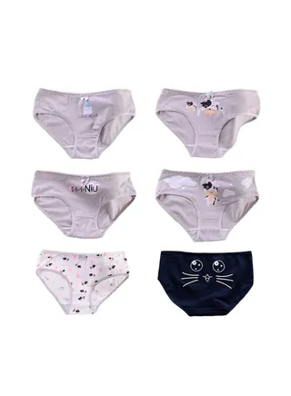 YOUNG UNDERWEAR | Women’s 100% Cotton Bikini Brief Underwear | Multipack | Set of 6 | Available in Plus Size | Solid Cotton Underwear | Colorful Illustrations 