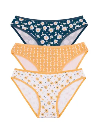 Pack of 3 Printed Cotton Bikini Panties Underwear for Women 