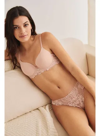 Microfiber lace thong 