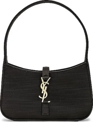 Saint Laurent Mini Satin Le 5 A 7 Tri Metal Bag in Black
