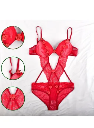 Babydoll bodysuit in red 