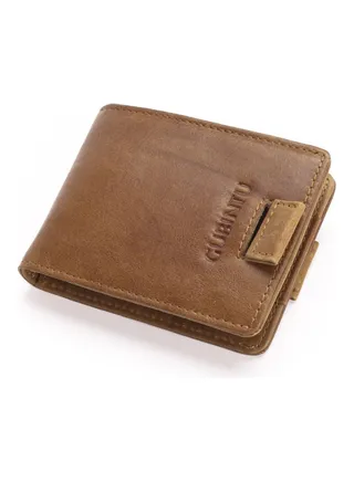 Double Drawstring Leather Antimagnetic Multi Function Wallet Coffee 