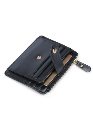 Fashion Men Women Wallet Money Clip Credit Card Holder ID Business Faux Leather Purse leather designer i clip wallet durable stylish wallet for chain Black 