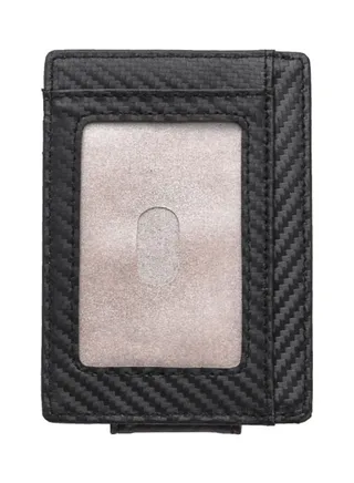 Carbon Fiber Cowhide Ultra Thin Leather Wallet Card Black 