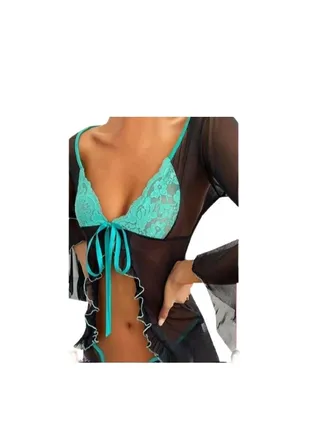 Elegant Women's Two-piece Bikini - Tulle Material - Green 