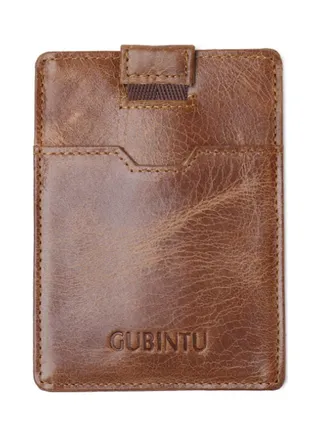 Anti Magnetic Head Layer Ultra Thin Leather Card Bag Brown 