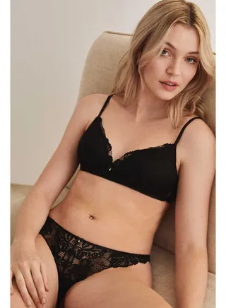 Microfiber lace thong 