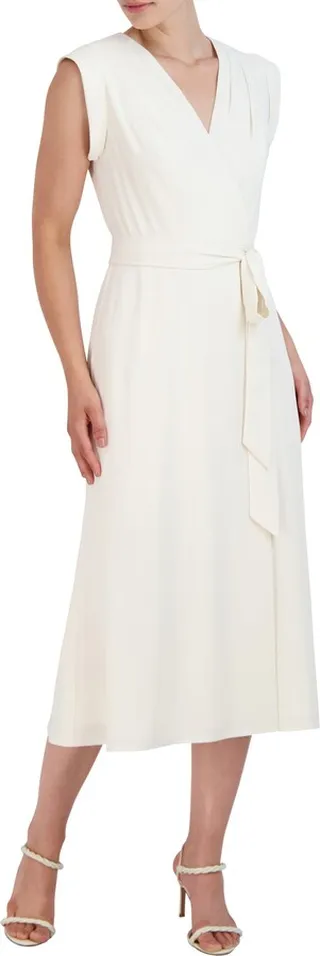 Faux Wrap Midi Dress
