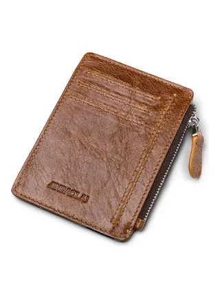 Leather Card Wallet Light Coffee 