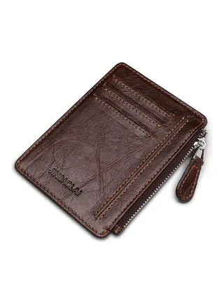 Leather Card Wallet Dark Coffee 