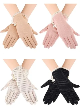 4 Pair Of Dotted Sun Protection Anti-Skid Gloves Multicolour 