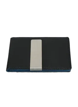 Faux Leather Card Holder With Clip White/Black 