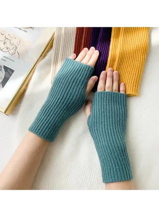Fingerless Knitting Cotton Polyester Gloves Sleeves 