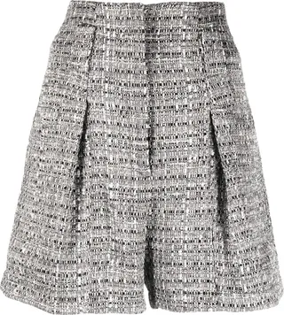 Metallic Tweed Tailored Shorts