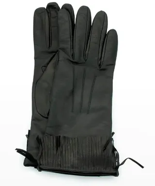 Cashmere-Lined Fringe Napa Gloves