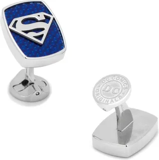 Stainless Steel Carbon Fiber Superman Cufflinks