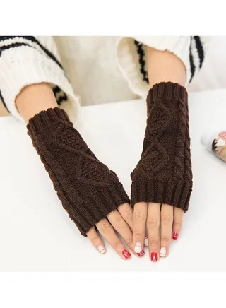 Fingerless Knitting Cotton Polyester Gloves Sleeves 