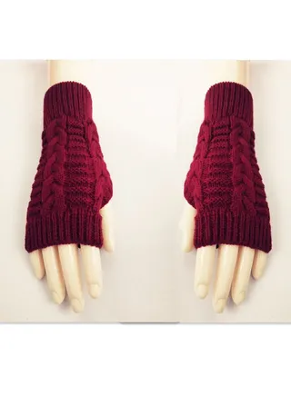 Fingerless Knitting Cotton Polyester Gloves Sleeves 